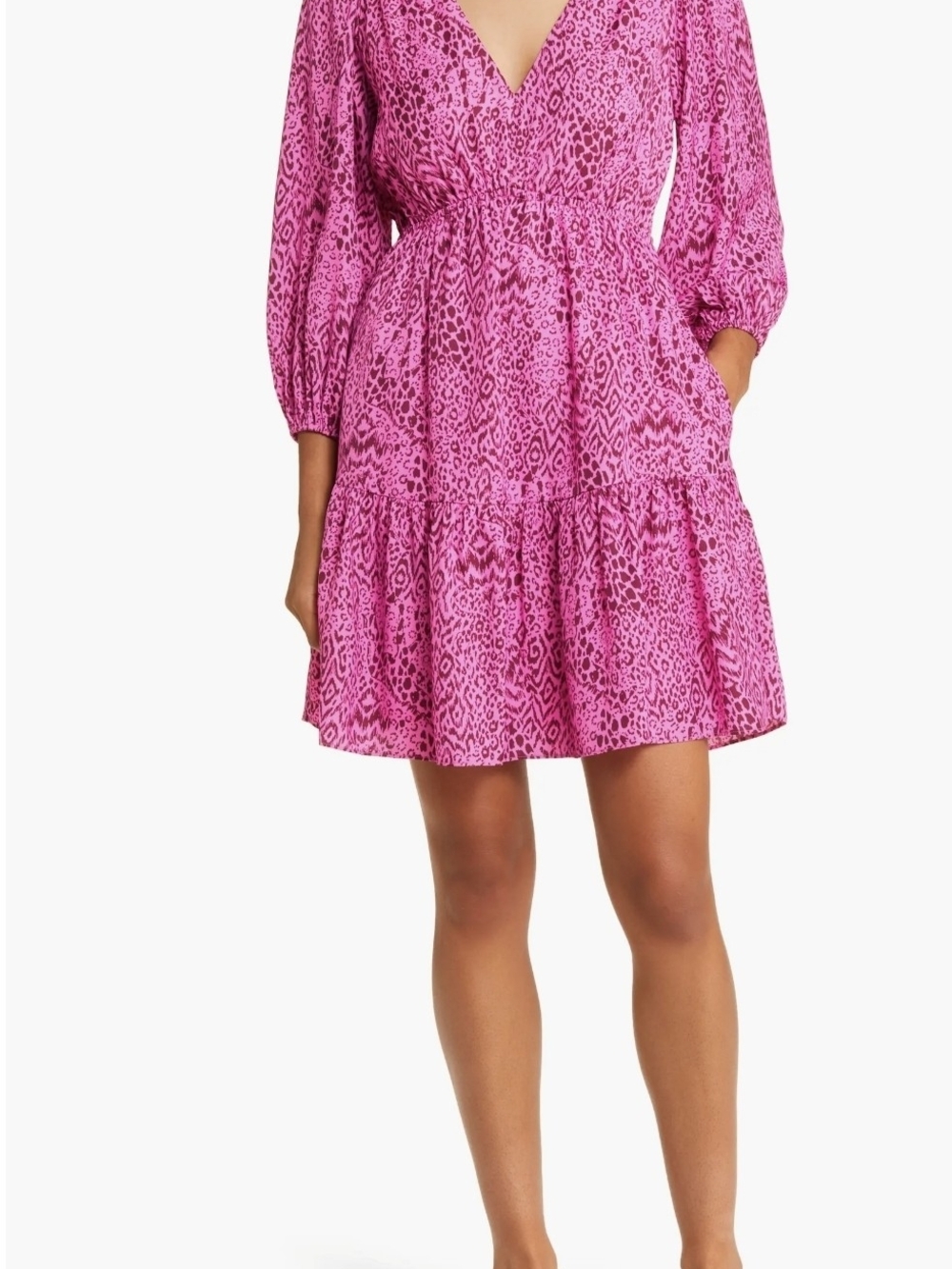 Lilly Pulitzer Deacon 3/4 Sleeve Dress Cerise Pink Pattern Play Sz 8